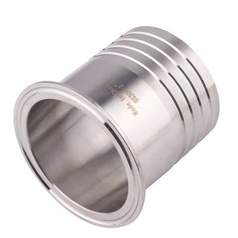 DERNORD 3in tri-clamp to 3in hose barb adapter, SUS304 stainless sanitary hose pipe fitting