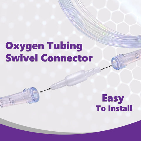 Oxygen tubing swivel connector set, 10-pack, clear plastic with barbed ends for hoses