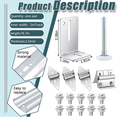 All In One Garage Door Replacement Parts Kit 45 Piece Set With Tracks Rails Doorpost Brackets Screws And Nuts Rollers Hinges And Top Brackets For A 7 Ft Tall Garage Door Easy Install And Durable Replacement Solution