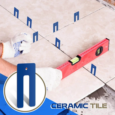 200 Pcs Horseshoe Tile Spacers U Shaped One Sixteenth Inch For Tile Leveling System Blue Levelers in use for floor installation