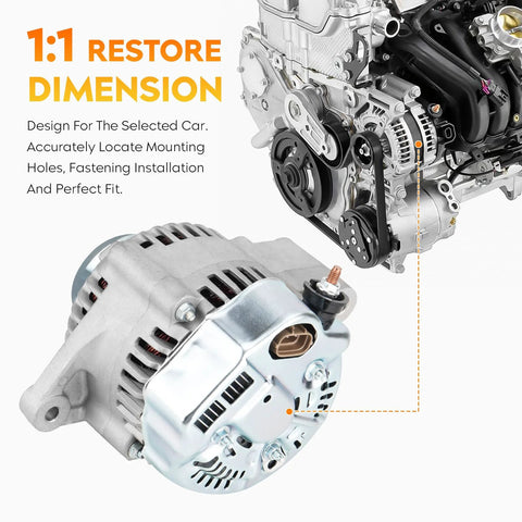 Heavy-Duty 3.4L V6 Alternator Replacement For 1999-2002 4Runner, 2000-2004 Tacoma, And 2000-2002 Tundra, shown with engine