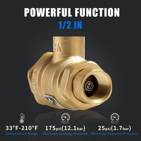 Brass 1/2 in backflow preventer with dual check and intermediate atmospheric vent (190T012)