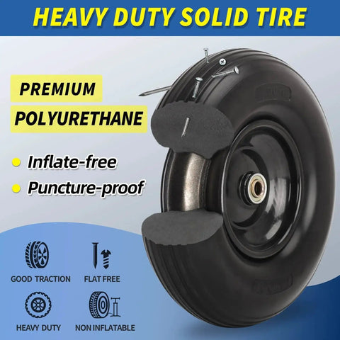 13.5 Inch Solid Flat Free Wheelbarrow Tire 4.00-6 With 5/8 Or 3/4 Inch Axle Bore And 1.75 Inch Centered Hub Tire, non-inflatable