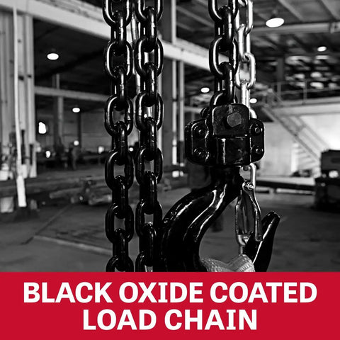 Quarter Ton Mini Puller Lever Hoist Ten Foot Lift Low Headroom Overload Hooks with black oxide coated chain