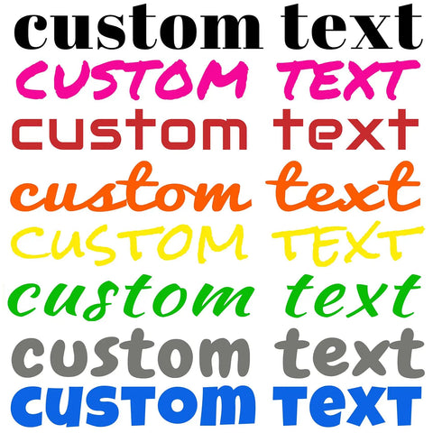 Various font styles and colors for Custom Vinyl Letter Stickers And Decals For Your Ride Cars Trucks Boats And More Personalize With 20 Colors And 20 Fonts For Names Slogans Or Any Text.
