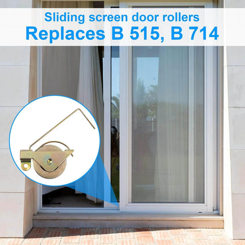4 Pack One And One Quarter Inch Sliding Screen Door Rollers Replacement Kit With Heavy Duty Steel Ball Bearings for B515 and B714
