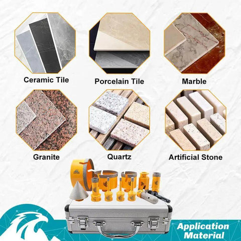 Ultimate Diamond Tile Hole Saw Kit 12 Piece Set With Diamond Core Drill Bits For Tile Porcelain Ceramic Marble materials
