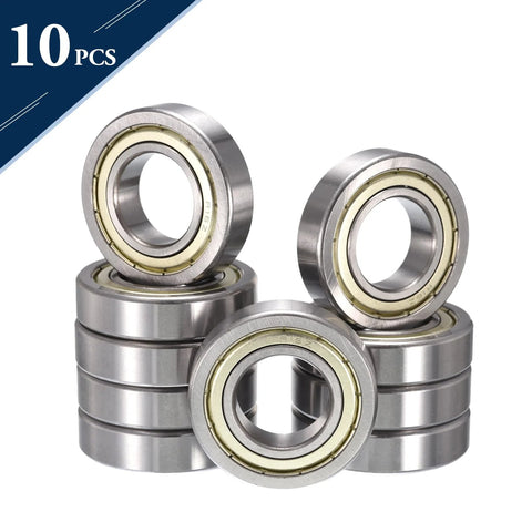 HiPicco R16ZZ deep groove ball bearing set, chrome steel, double shielded, 1 in ID x 2 in OD x 1/2 in width, 10 pcs