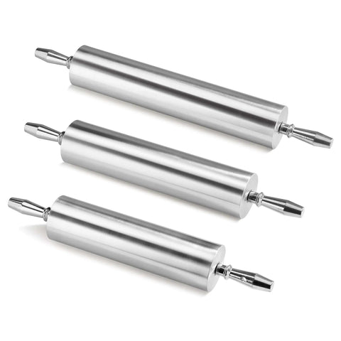 Extra Heavy Duty Aluminum Rolling Pin For Restaurants 15 Inch With Flour Saving Design Keeps Dough From Sticking Durable Pro Grade Quality And Smooth Rolling With Rotating Barrel Handles Chill The Pin Before Rolling To Keep Dough Cool.