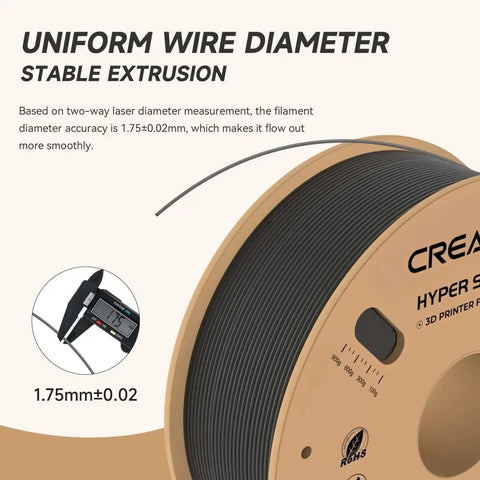 Hyper PLA Filament 1.75mm 1 Kg Spool Black For Crazy Fast 3D Printing Up To 600mm Per Second With High Fluid Melt And Rapid Cooling