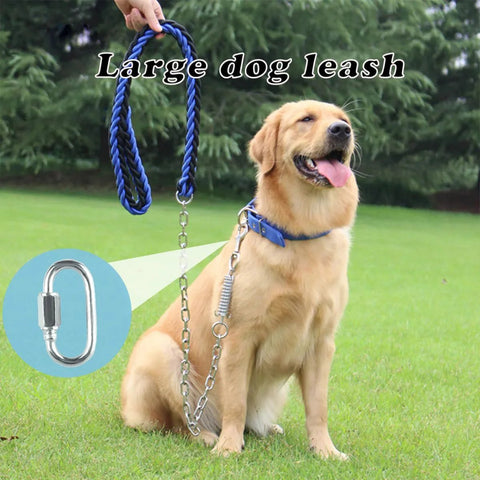 Golden retriever with large dog leash using Twenty Pcs One Eighth Inch Quick Links 304 Stainless Steel Oval Threaded D Shape Repair Chain.