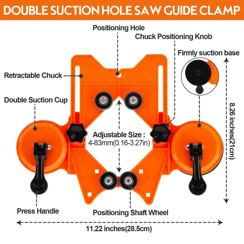 Double suction cup guide for Diamond Hole Saw Kit For Glass Ceramic Tile Marble And Porcelain For DIYers And Pros