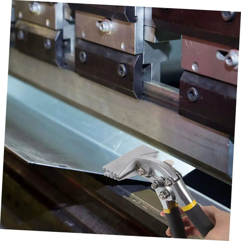 Manual Metal Bender Tool With 3 Inch Seaming Pliers clamping sheet metal under metal press