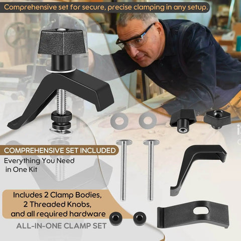 Replacement Track Clamps Kit For Clamp Trak Accu Cut Adaptive Cutting System Mini Trak And Universal Trak Kits with accessories on table