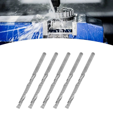 Rugged Five Piece CNC End Mills Set Single Flute Spiral Milling Cutters Tungsten Steel For Wood Carving