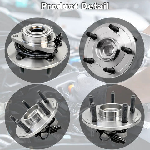 515126 Two Piece Front Wheel Hub And Bearing Assembly For 2009 2010 2011 Ram 1500 From December 2008 shown in detailed views