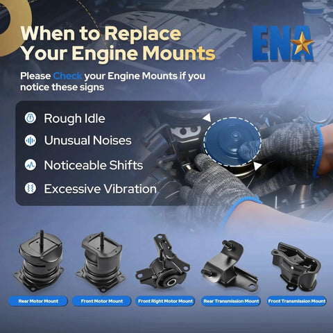 Signs for replacing Engine And Transmission Mount Set Of Five For Honda Accord 1998 1999 2000 2001 2002 with V6 3.0L and Acura TL.