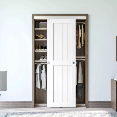 Bypass Sliding Door Hardware Kit For Cabinets And Closets Aluminum Alloy With Finger Pull 2 Door System Hidden Design.