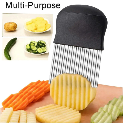 Stainless Steel Crinkle Cutter For Veggies And Potatoes Large Waffle Fry Slicer With Non Slip Ergonomic Handle Perfect For Restaurant Style