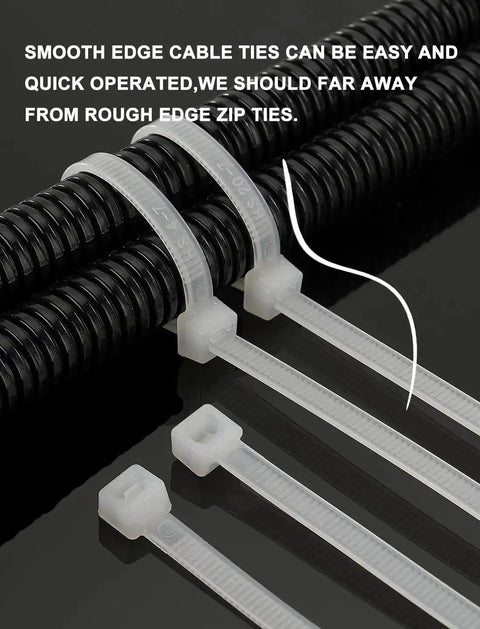 Heavy Duty 12 Inch Outdoor Wire Zip Ties 0.3 Inch Wide 100 Pack Black UV Resistant Nylon 66 Zipties With 120 Lbs Tensile Strength For Cables And Big Bundles securing cables
