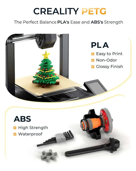 3D print of a small Christmas tree and gear parts using Red PETG 3D Printer Filament 1.75mm 1kg Pro Grade Tough Moistureproof Odorless