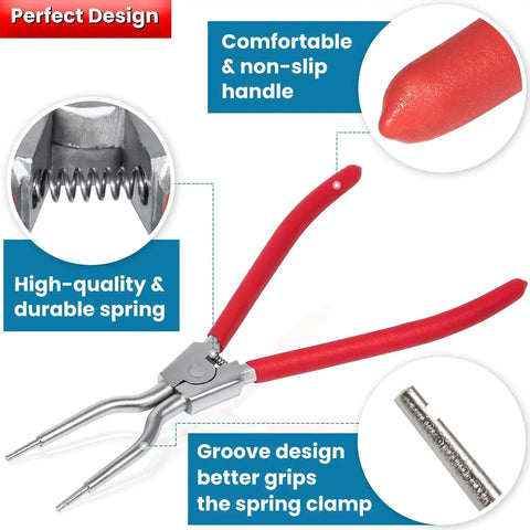 Pliers-style washing machine inner/outer spring expansion tool, red handles