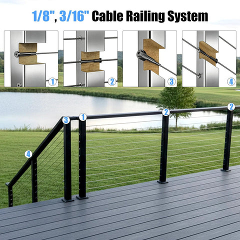 Afcabakila 20-pack black 5/16 in ID angle washers for cable railing; T316 stainless, 30° bevel