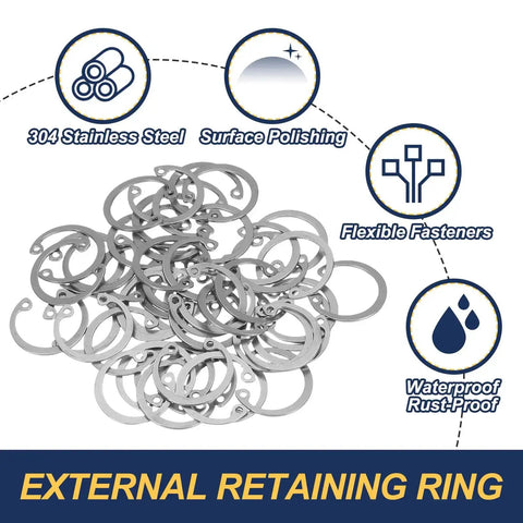 22mm ID Internal Retaining Rings, 50 Pack E Clip Snap Ring, Stainless Steel 304 Internal Circlip for automotive valve equipment bearings piles.