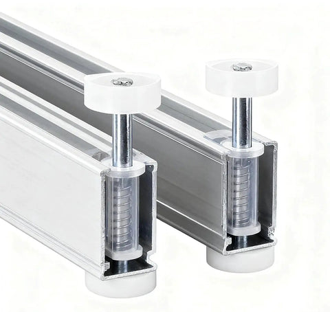 Bi-Fold Door Top Roller Guide Wheel Set, Spring Loaded Nylon Wheel With Metal Shaft For Closet And Folding Doors, close-up view.