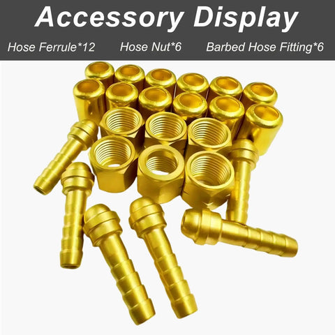 Quarter Inch Torch Hose Repair Kit For Oxygen And Acetylene With Brass Fittings accessory components displayed