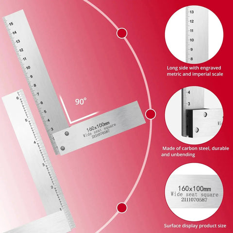 Pro Grade Machinist Square Set 2 3 4 6 Inch Right Angle Squares For Precision Layout And Measurement With Hardened Steel Construction