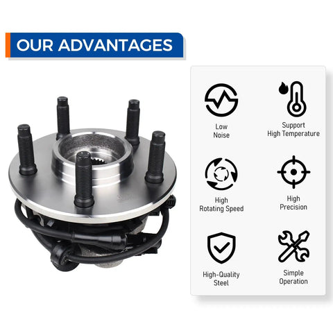 Front 4WD Wheel Hub Bearing Assembly With ABS Direct OEM Replacement Bolt On For Ford Explorer 1995 to 2001 features benefits list