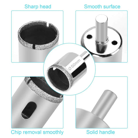 Close-up of 15 Piece Diamond Drill Bit Set For Ceramic And Glass Diamond Hole Saw Kit 6Mm To 50Mm Pro Grade Glass And Tile Cutting Bits