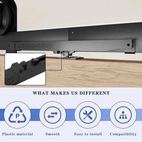Close up of 2 Piece Barn Door Soft Close Mechanism Set With Upgraded Universal Weight Compatibility Supports Doors Up To 160 Lbs