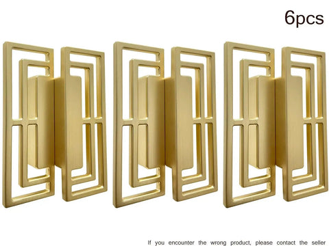 Gold Brushed Copper Finish Cabinet Handles Set Of Six 100mm Long 32mm Wide 20mm Thick Double Hole 32mm Zinc Alloy Pulls
