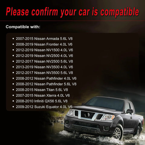 List of compatible Nissan models for Beefed Up Alternator Replacement with focus on Nissan Frontier driving through water