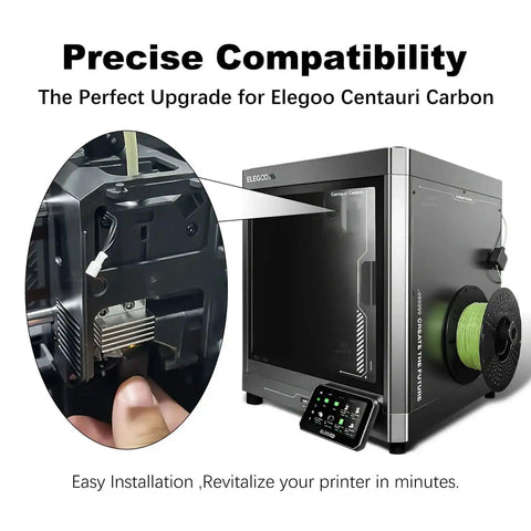 Elegoo Centauri Carbon printer showing installation area with 2 Pack 0.4mm Centauri Carbon Hotend Kit for precise upgrade