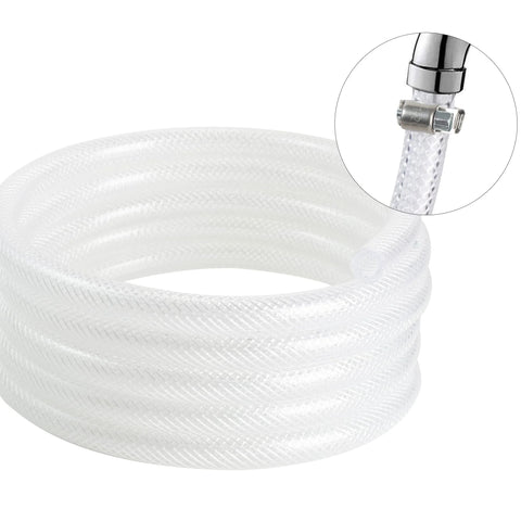 Clear braided reinforced PVC hose, 3/8 in ID x 19/32 in OD, 50 ft coil for high pressure water, air, or oil transfer