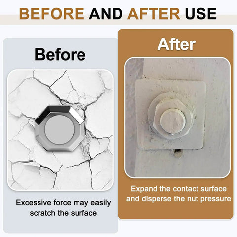 Before and after installation using Beveled Square Washers Set 6pcs 9x18mm Carbon Steel Heavy Duty 2mm Thick 5mm High Flat Pad Spacers For 8mm Bolts Leveling Fasteners Wedge Shim Bearing Strut Plate Black