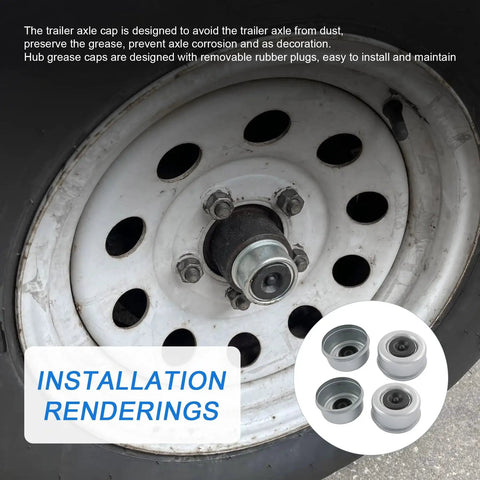Beefy Heavy Duty Trailer Axle Wheel Hub Dust Cap Set Four Pieces Two Point Seven Two Inch for Most 7000 8000 Lb Wheel Hubs