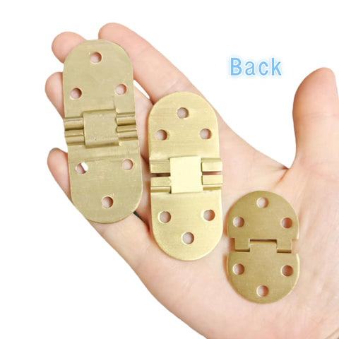 Back view of Two Pack Solid Brass Door Hinges With Concealed Flip Design For Tabletop And Furniture Includes Screws