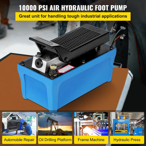 Mophorn blue air hydraulic foot pump with black treadle, 10000 PSI for car repair