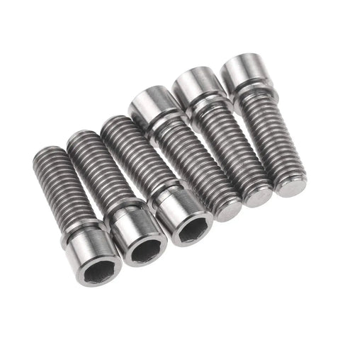 Pack of 6 BMX Titanium Bolt M8x25mm With Washer For Stem, Grade 5 Ti 6AL4V, 10mm Head, 1.25mm Pitch, 0.9mm Washer Visible