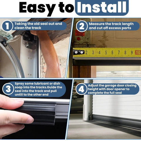 Instruction guide for installing 16Ft Replacement Garage Door Bottom Seal Vinyl Weather Stripping for Wayne Dalton 8000 and 9000 Series