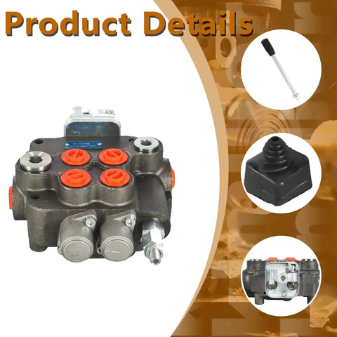 2 Spool Hydraulic Valve With Joystick Control for Heavy Equipment 21GPM Flow 3625PSI Relief Valve and Components