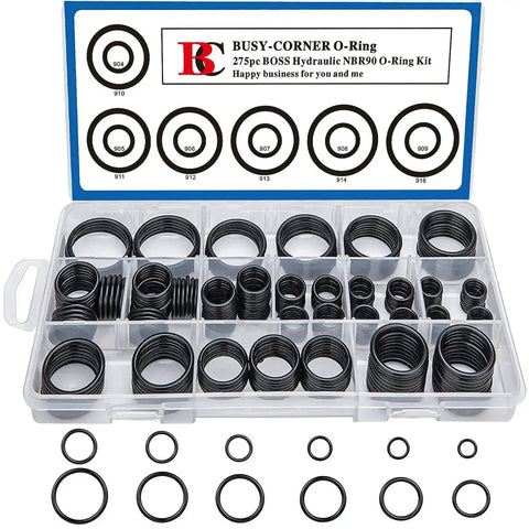 O Ring Hydraulic Seal Kit For SAE 900 Series 12 Sizes Buna N 90 Oil Resistant Nitrile Pack Of 275 Seals in plastic box