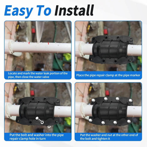 Water Pipe Repair Clamp Kit Leak Sealer For Plastic And Metal Pipes 25mm OD One Inch Emergency Patch Kit installation steps