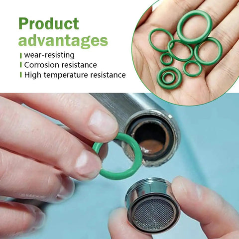 270 Piece Car AC Seal Gasket O Ring Kit With 18 Sizes Nitrile Rubber for oil gas water high temperature, shown in use and close-up view