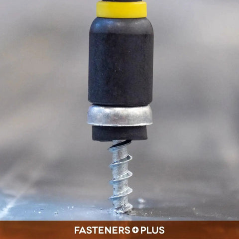 Micro Bit ZXL WoodBinder Self Drilling Screws For Metal To Wood Size Ten By One And One Half Inch close-up installation
