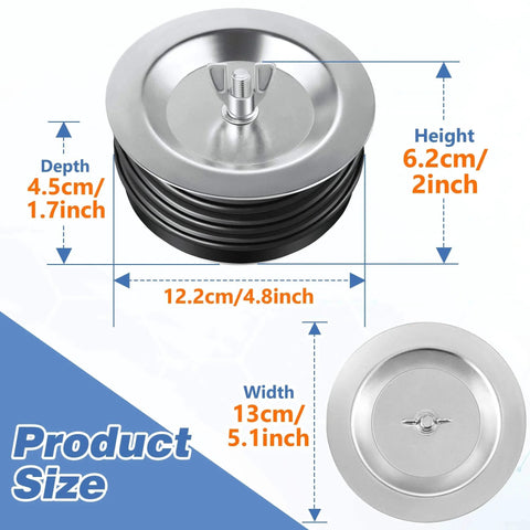 5 Inch End Of Pipe Mechanical Cleanout Plug With Airtight Gasket And Steel Construction Featuring Galvanized Screw And Wing Nut, dimensions of 4.8 x 5.1 inches.